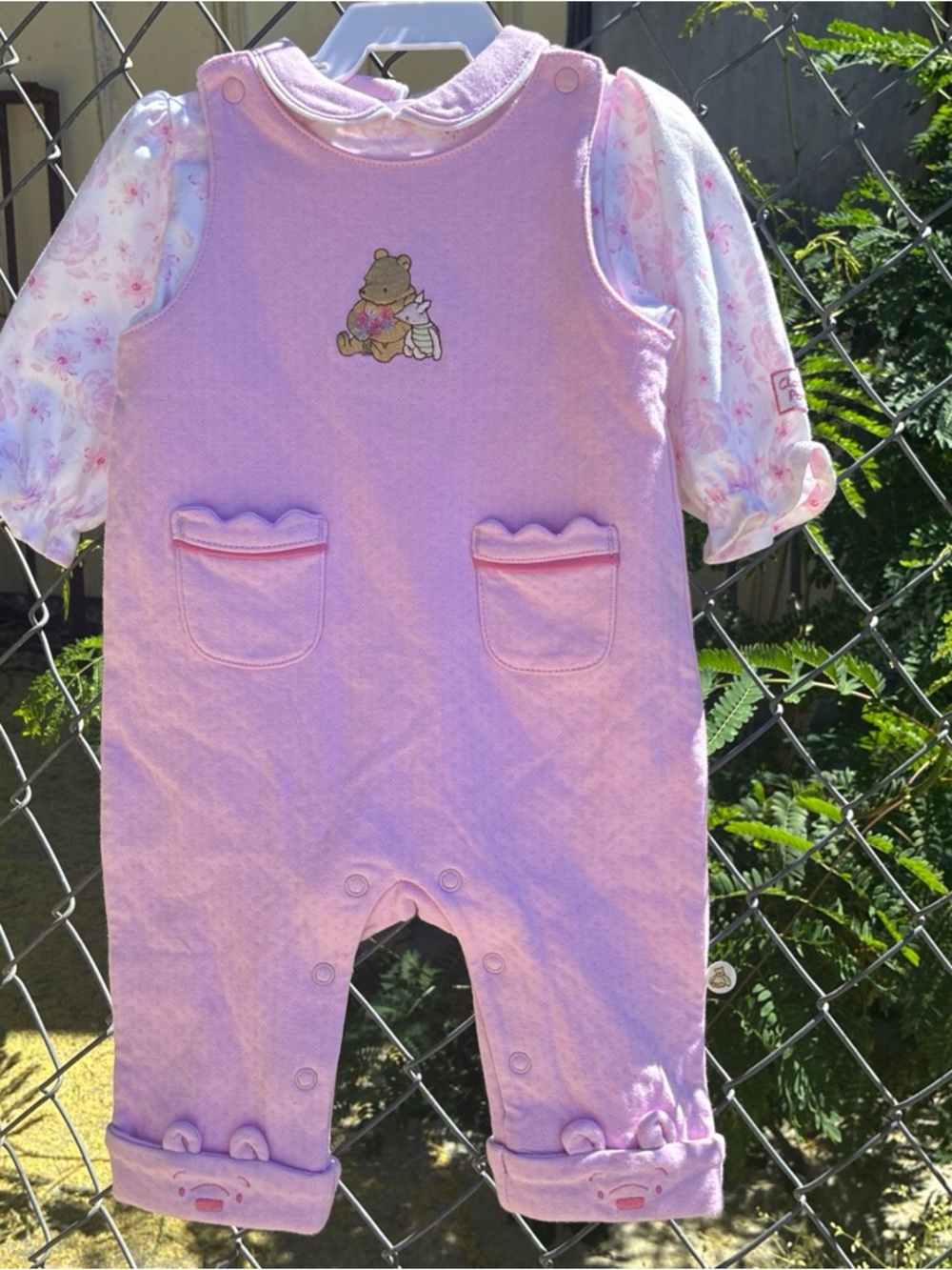 Disney Store Winnie The Pooh & Piglet 2 Piece Pink Romper Baby NWT 0-3M